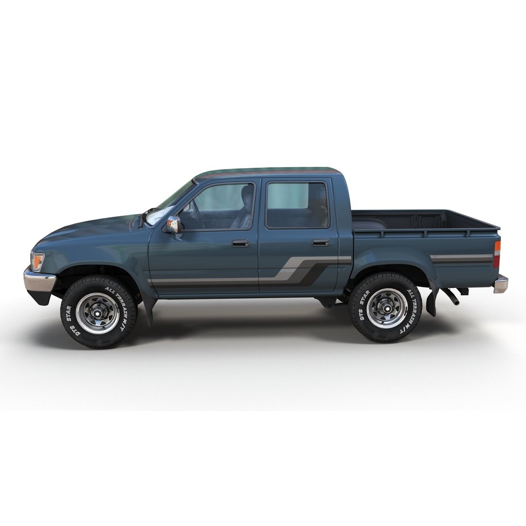 Toyota Hilux 3D Model – Low Poly Game Ready Pickup Truck, FBX - View 7