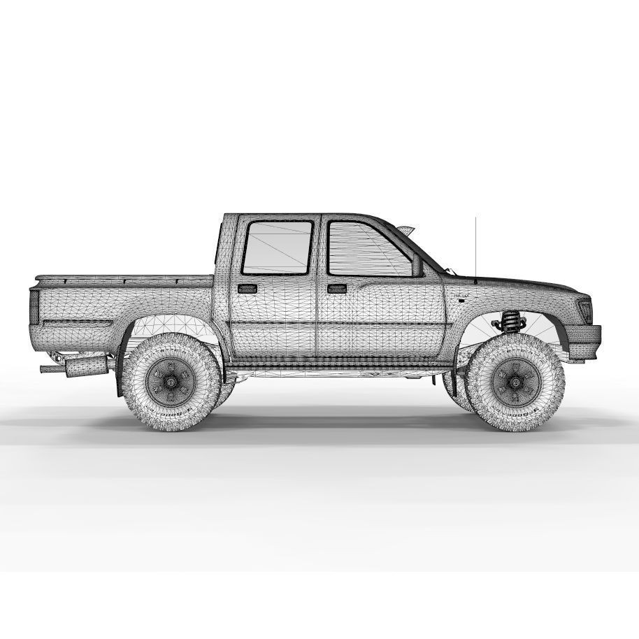 1997 Hilux Double Cab 4x4 3D Model – Game Ready, FBX & OBJ Formats - View 11