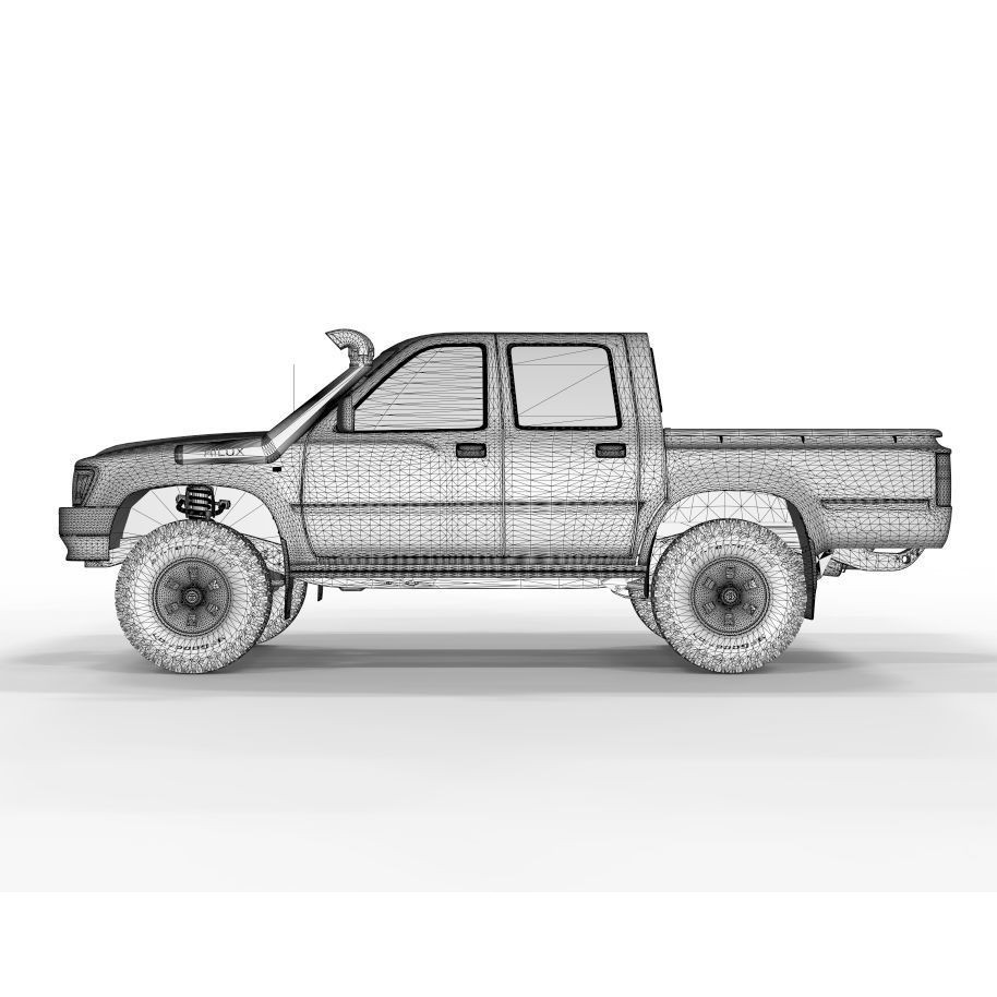 1997 Hilux Double Cab 4x4 3D Model – Game Ready, FBX & OBJ Formats - View 12