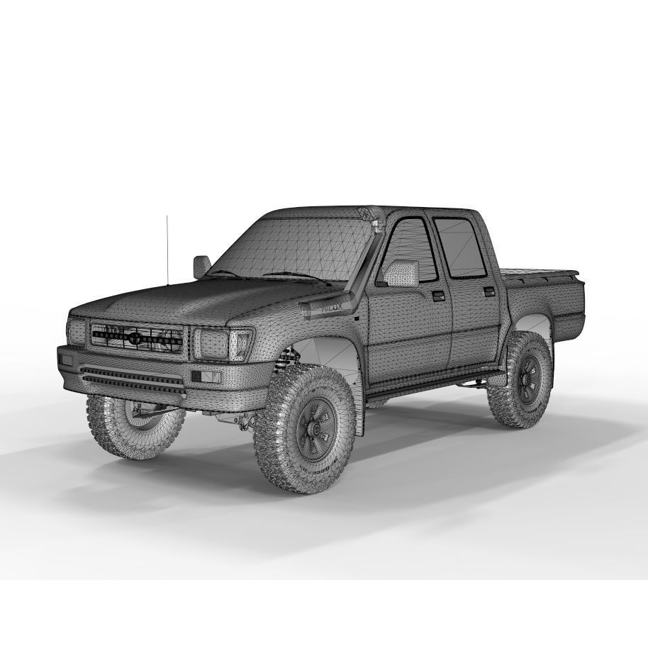 1997 Hilux Double Cab 4x4 3D Model – Game Ready, FBX & OBJ Formats - View 13