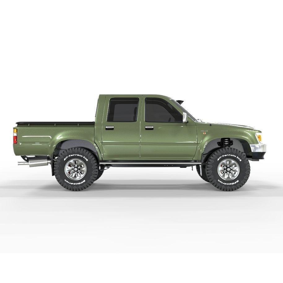 1997 Hilux Double Cab 4x4 3D Model – Game Ready, FBX & OBJ Formats - View 4