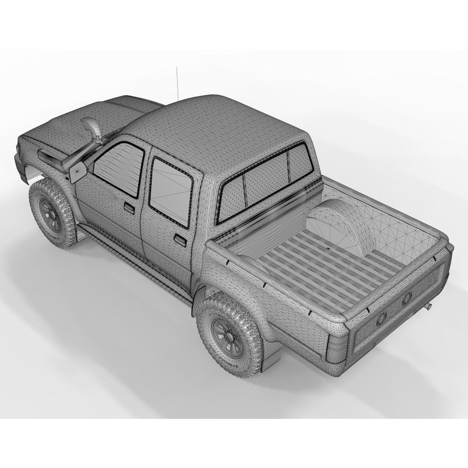 1997 Hilux Double Cab 4x4 3D Model – Game Ready, FBX & OBJ Formats - View 8