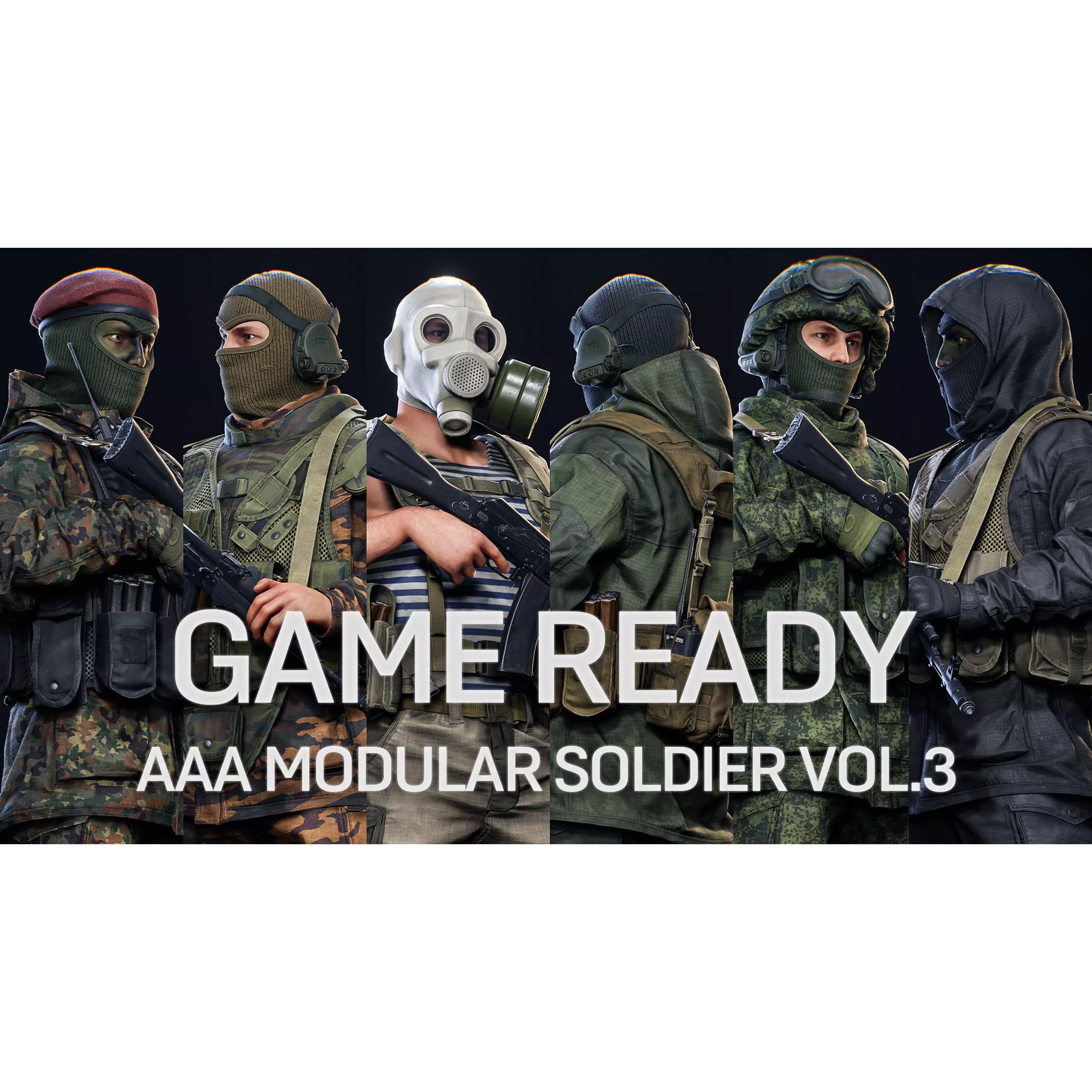 AAA Modular Soldier Pack Vol3 - Low-Poly Game-Ready 3D Model - View 2