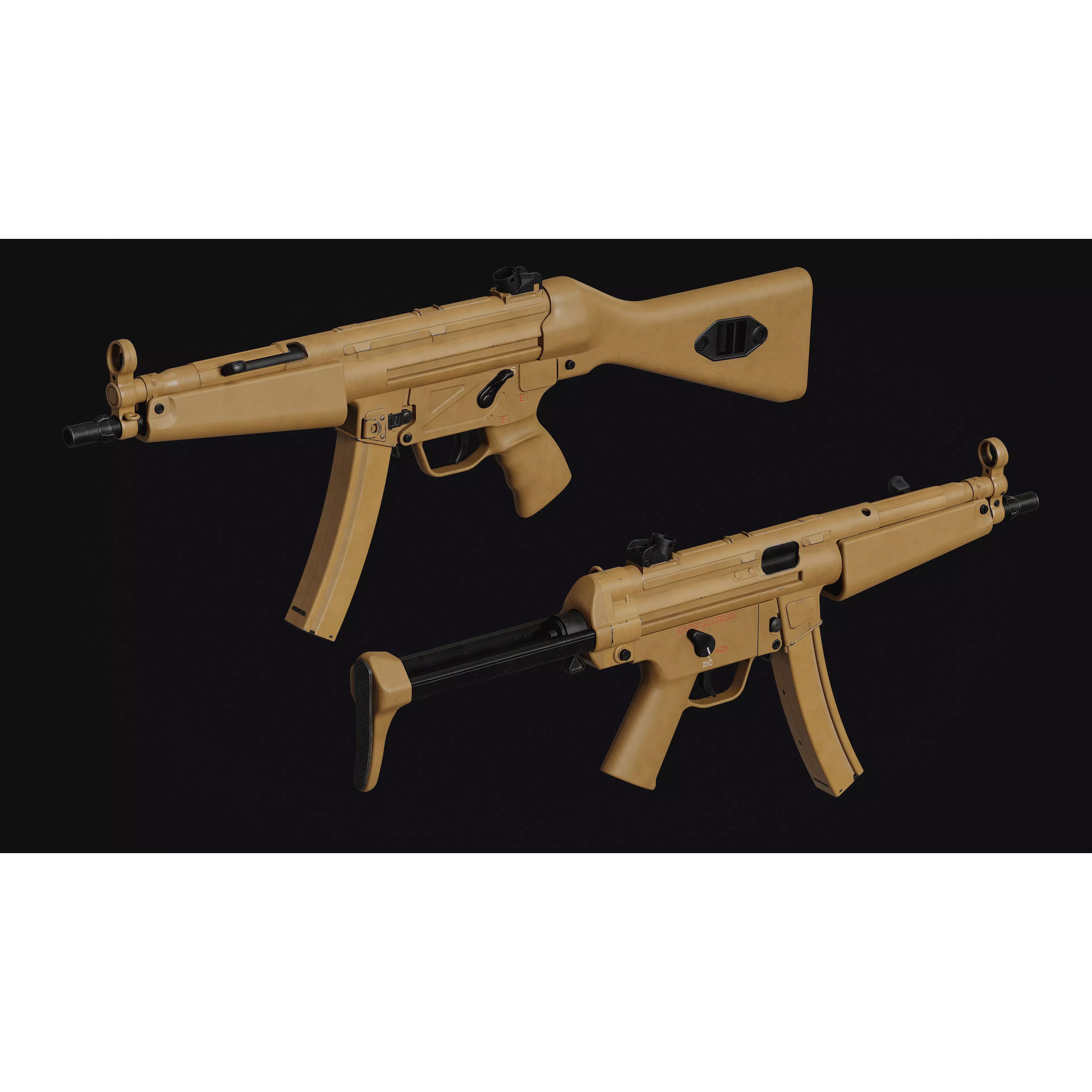 MP5 SMG - Low-Poly Game-Ready 3D Model - View 15