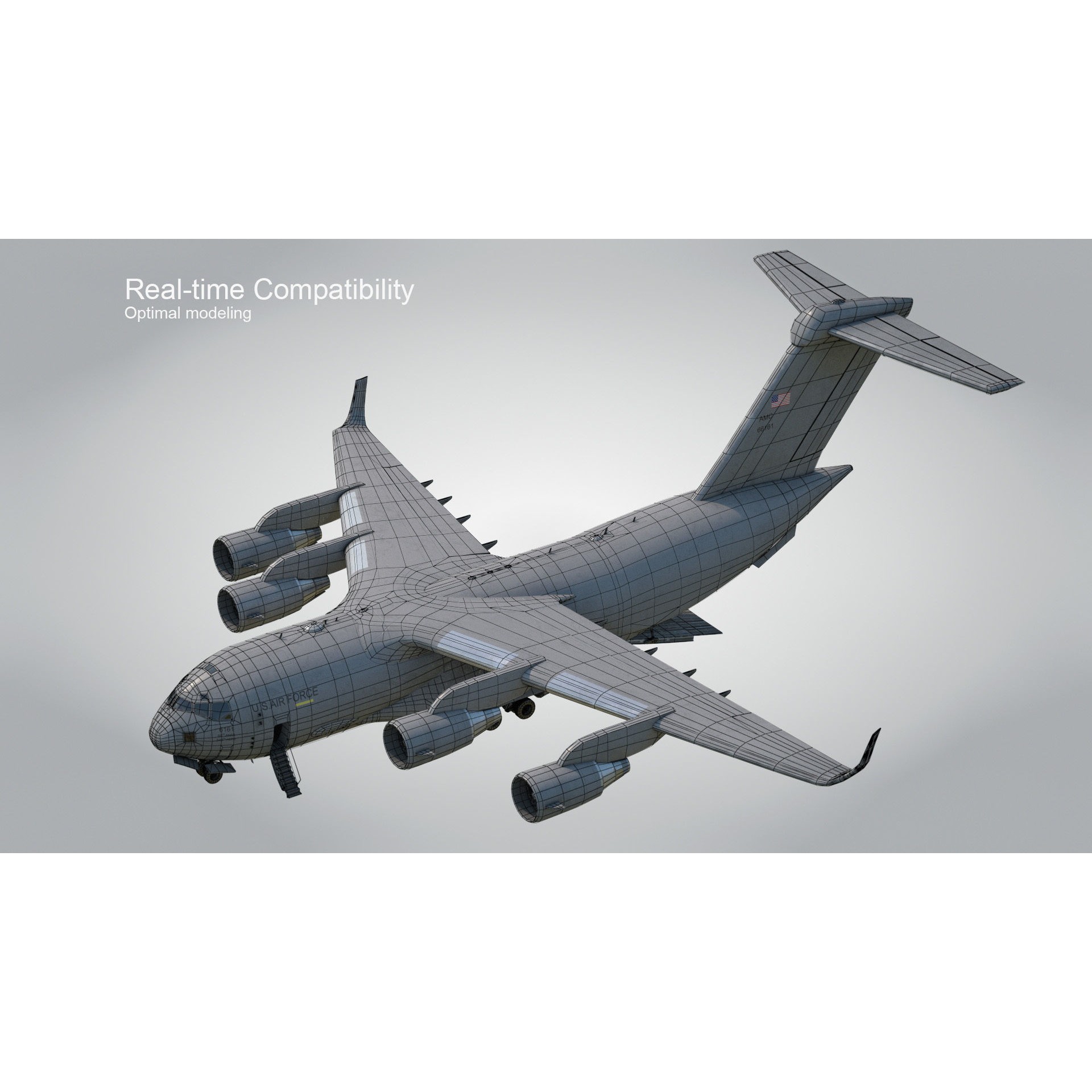 C-17 Globemaster III - Low-Poly Game-Ready 3D Model - View 13