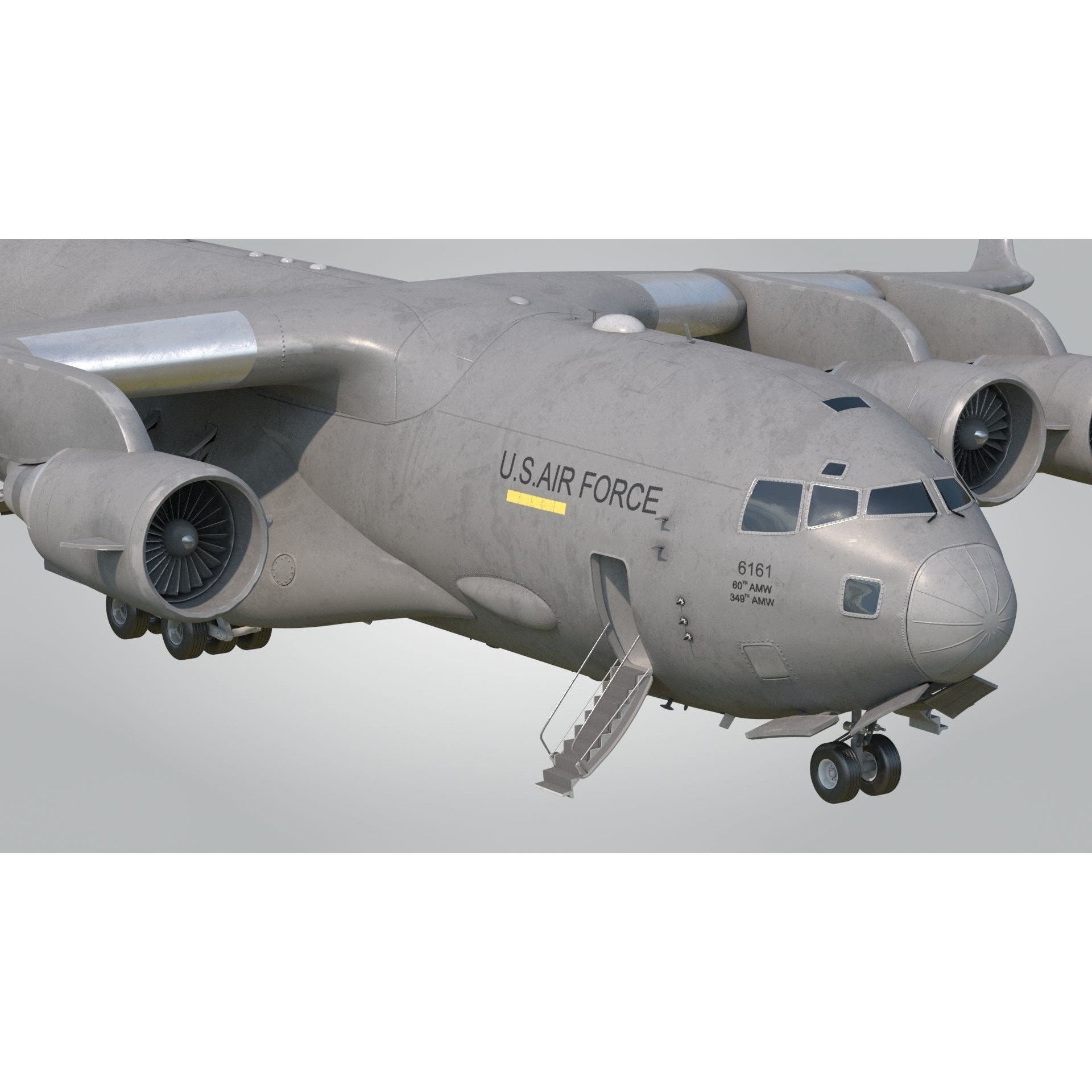 C-17 Globemaster III - Low-Poly Game-Ready 3D Model - View 9