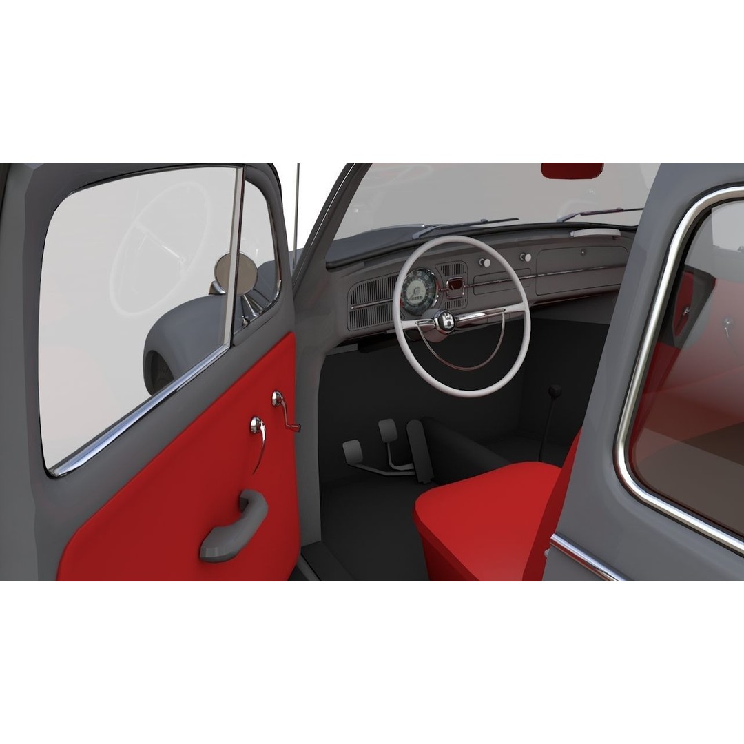 Volkswagen Beetle 1960 3D Model – High Detail Antique Car, Game Ready Formats - View 13