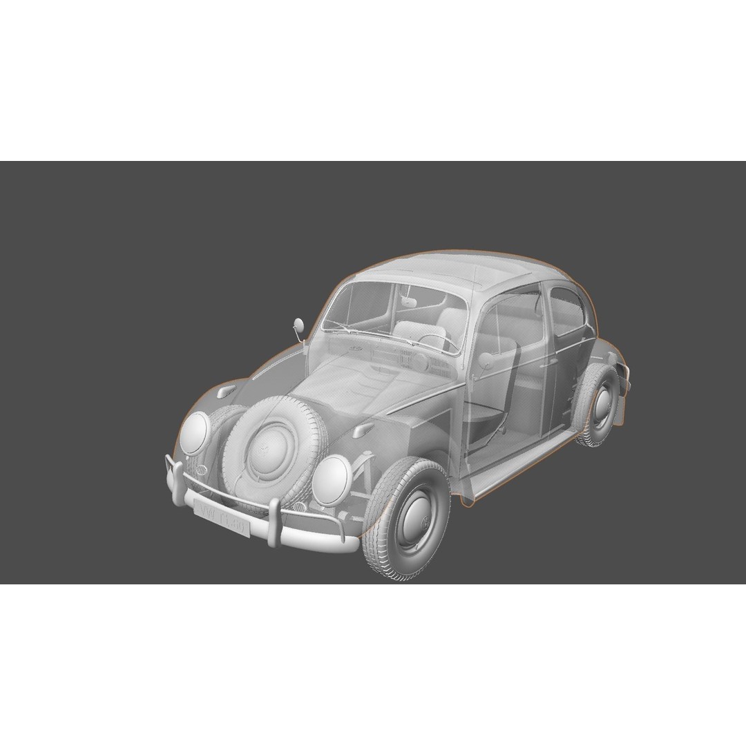Volkswagen Beetle 1960 3D Model – High Detail Antique Car, Game Ready Formats - View 16