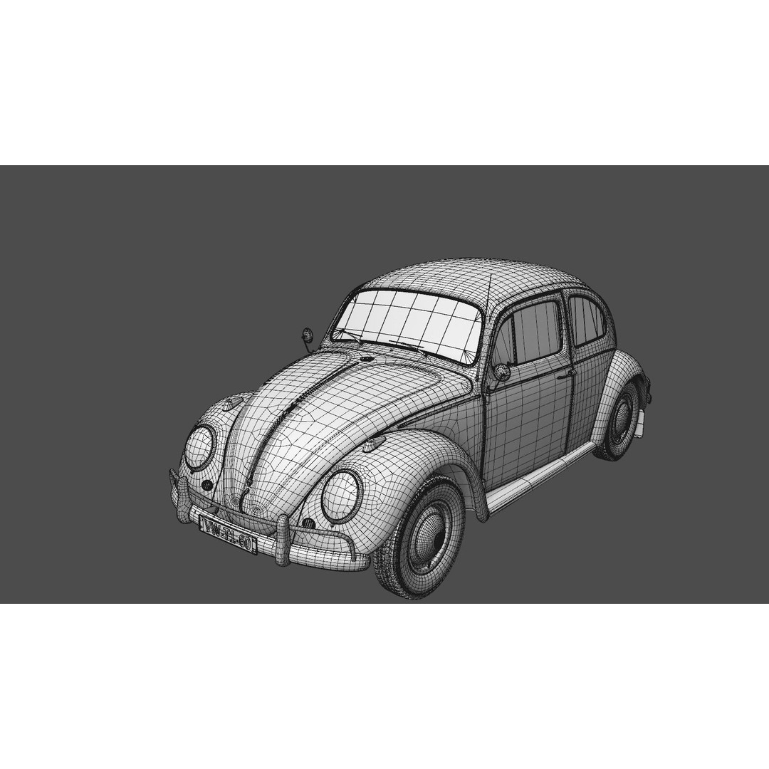 Volkswagen Beetle 1960 3D Model – High Detail Antique Car, Game Ready Formats - View 18