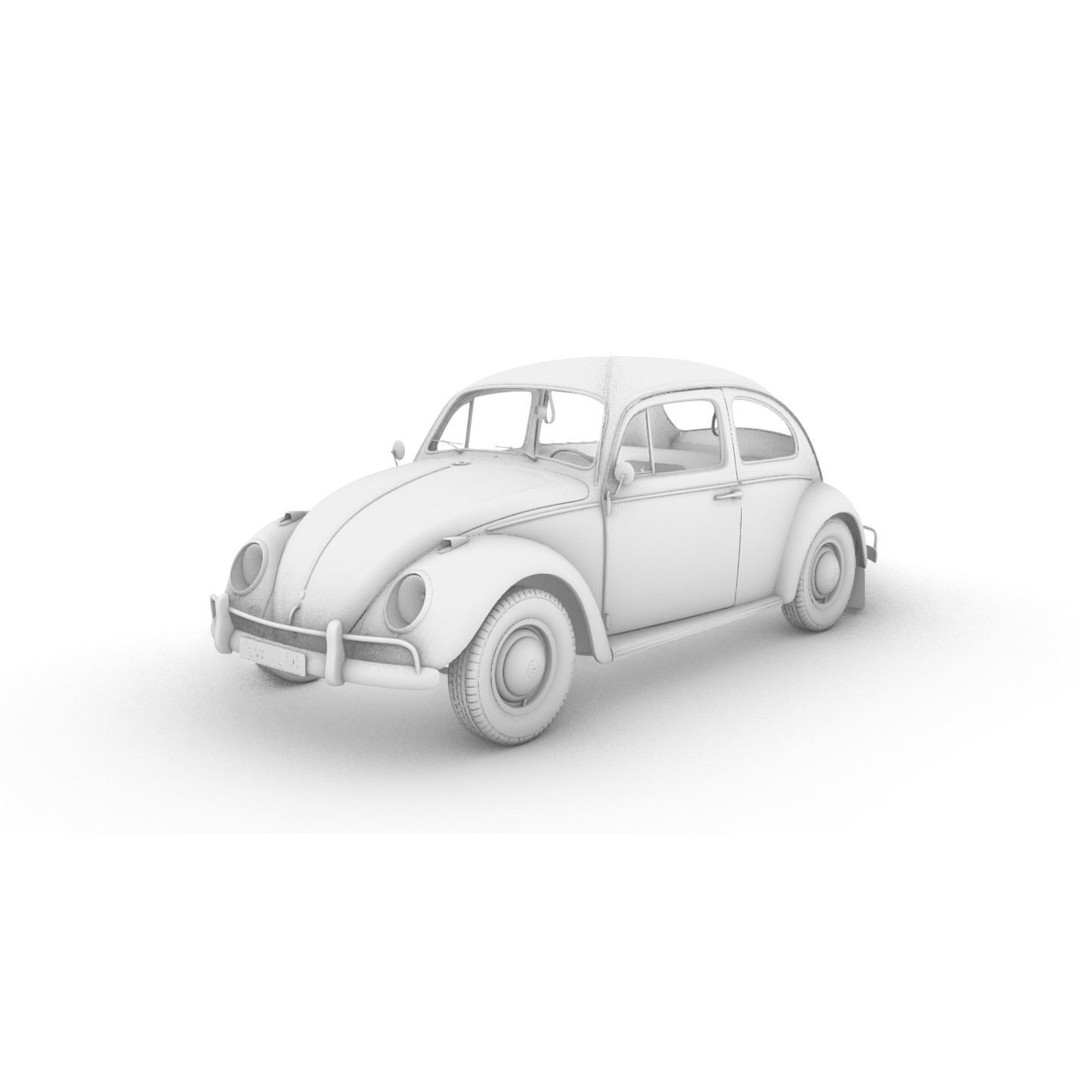 Volkswagen Beetle 1960 3D Model – High Detail Antique Car, Game Ready Formats - View 19