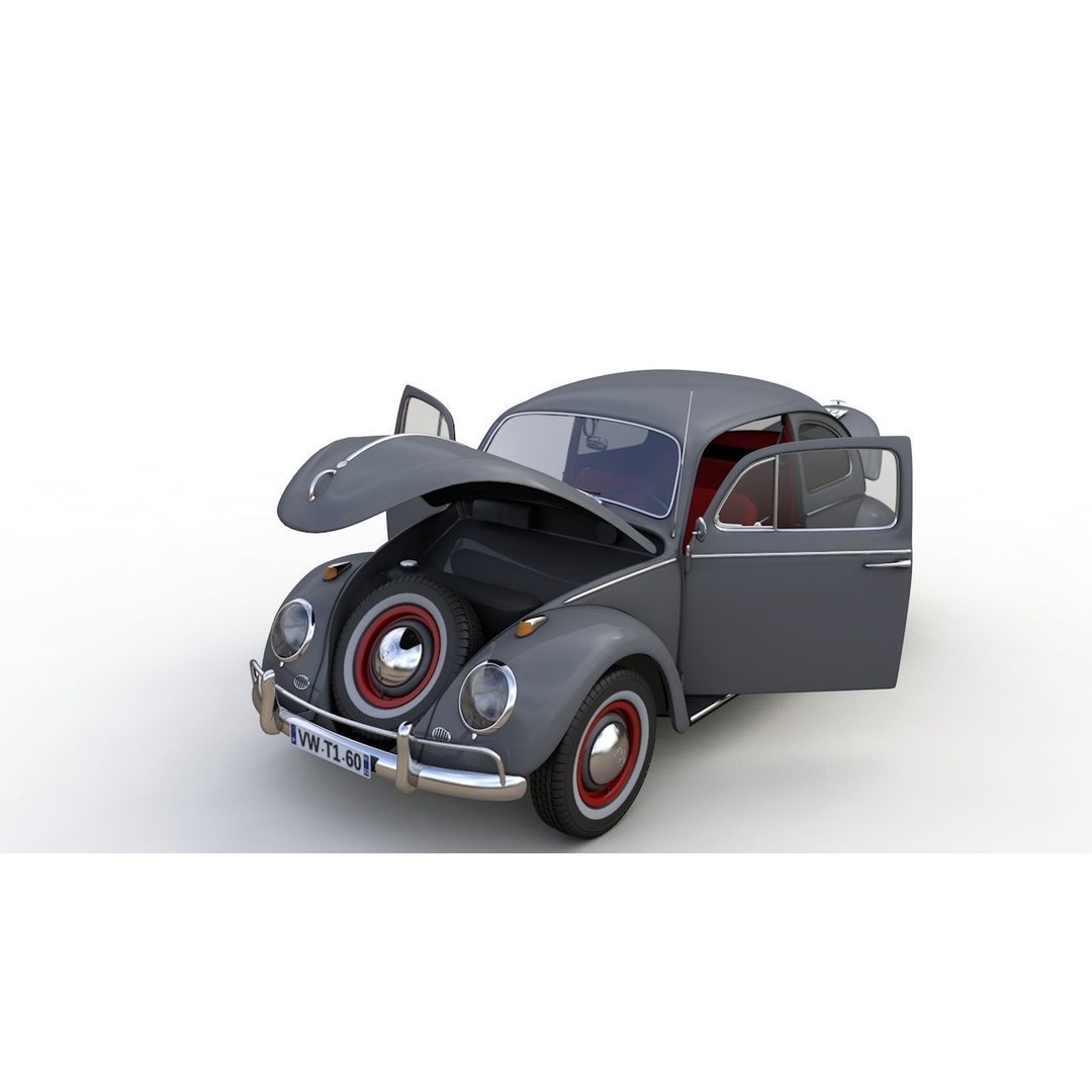 Volkswagen Beetle 1960 3D Model – High Detail Antique Car, Game Ready Formats - View 3