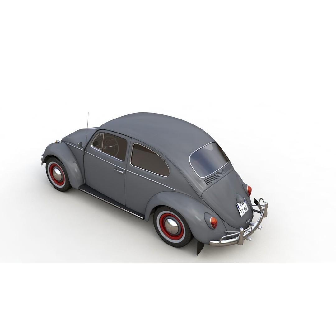 Volkswagen Beetle 1960 3D Model – High Detail Antique Car, Game Ready Formats - View 4
