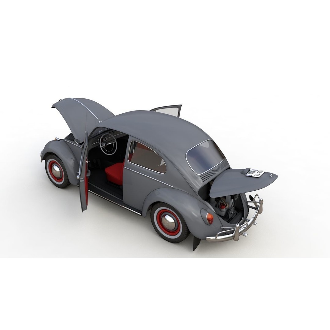 Volkswagen Beetle 1960 3D Model – High Detail Antique Car, Game Ready Formats - View 5