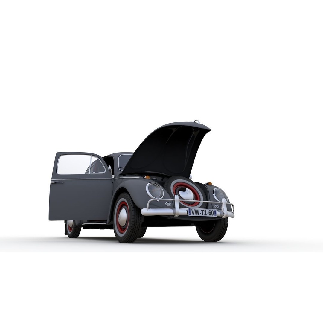 Volkswagen Beetle 1960 3D Model – High Detail Antique Car, Game Ready Formats - View 7