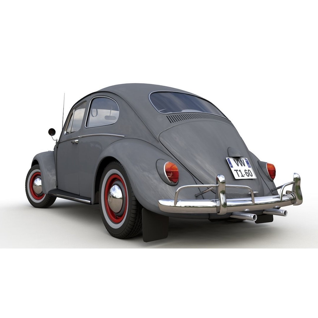 Volkswagen Beetle 1960 3D Model – High Detail Antique Car, Game Ready Formats - View 8