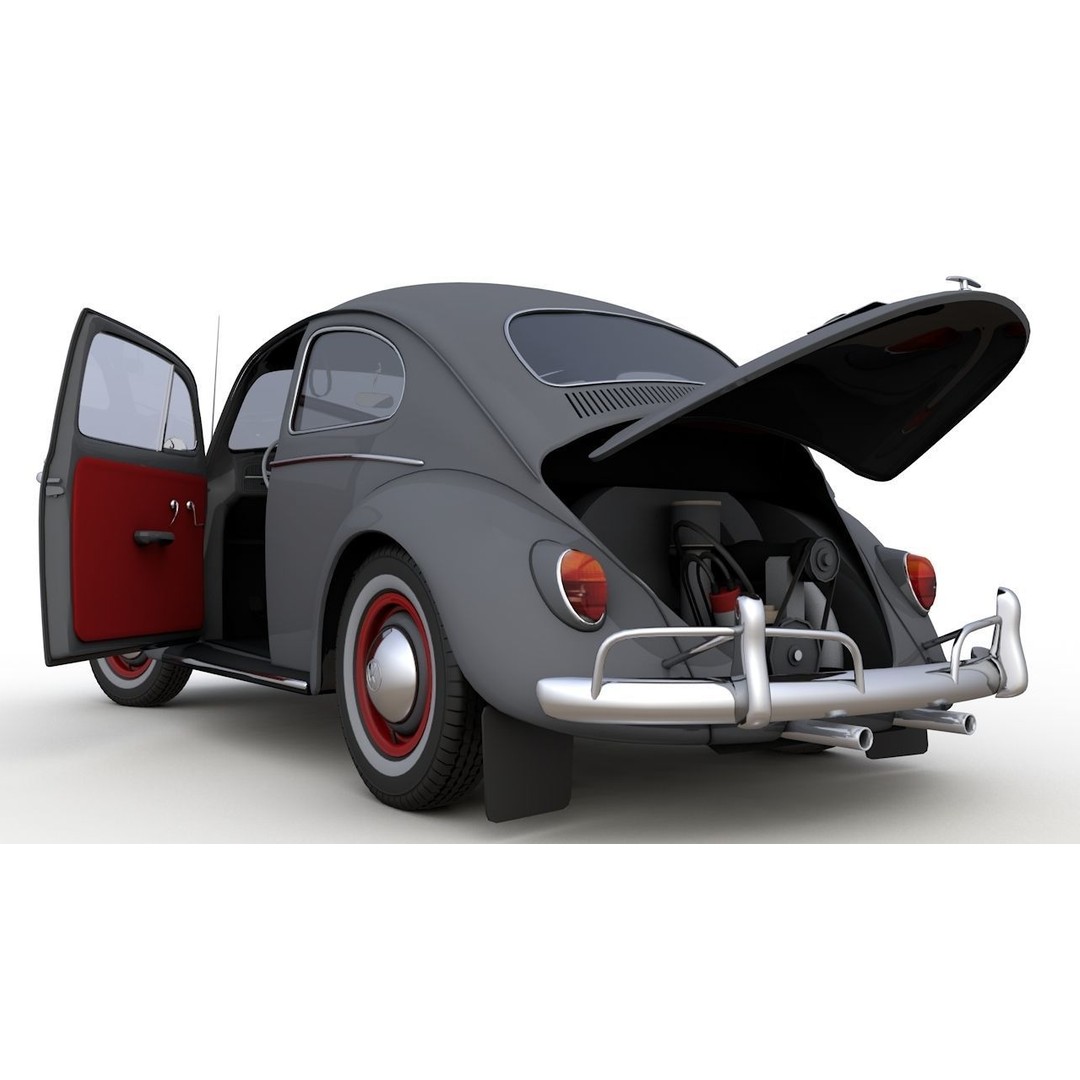 Volkswagen Beetle 1960 3D Model – High Detail Antique Car, Game Ready Formats - View 9