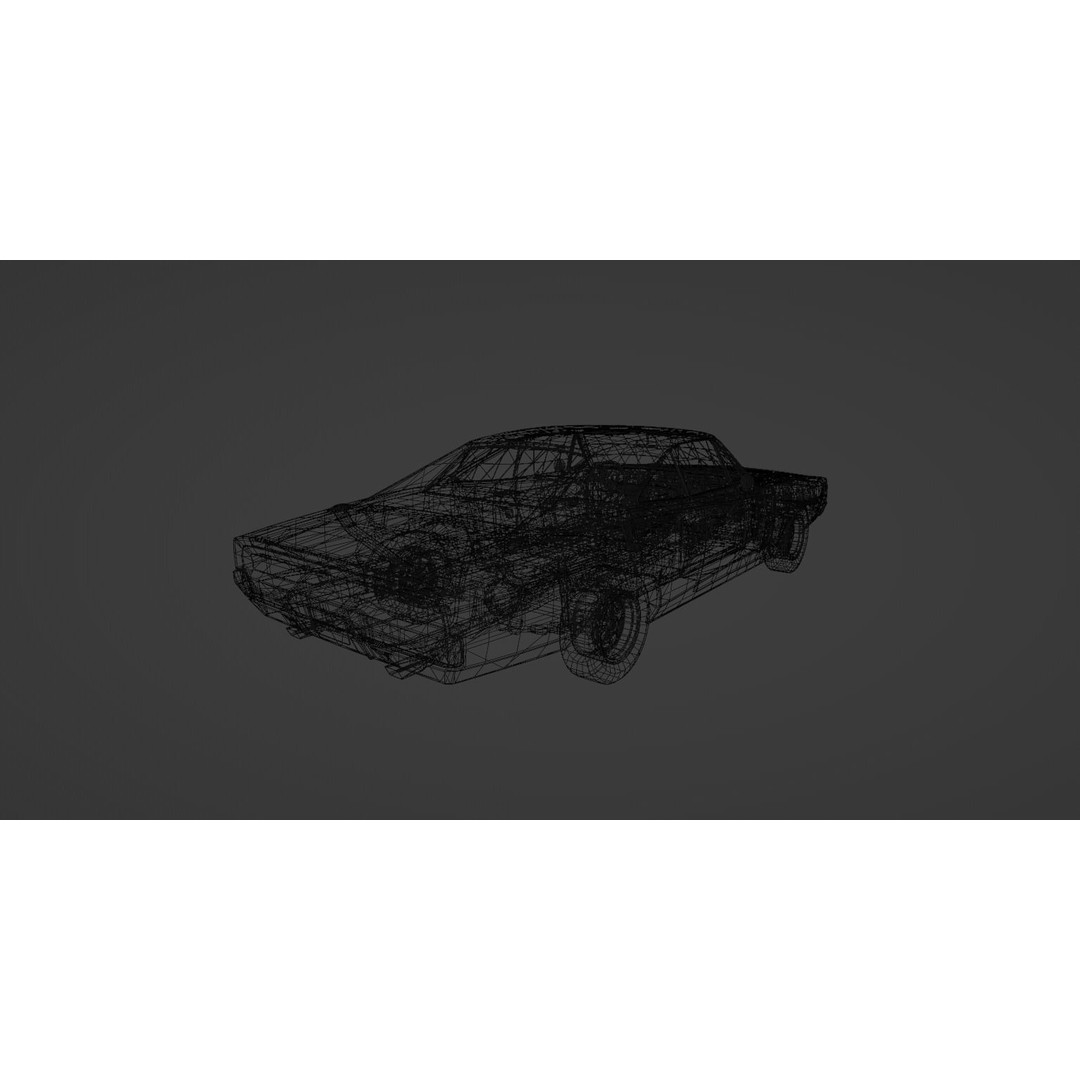 1960s Muscle Car 3D Model – Low Poly Game-Ready Vehicle, FBX, Blender