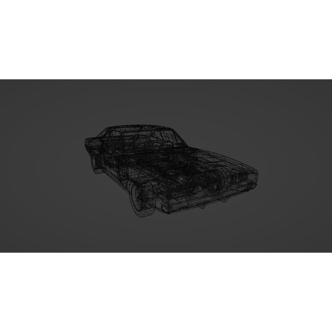 1960s Muscle Car 3D Model – Low Poly Game-Ready Vehicle, FBX, Blender - View 10