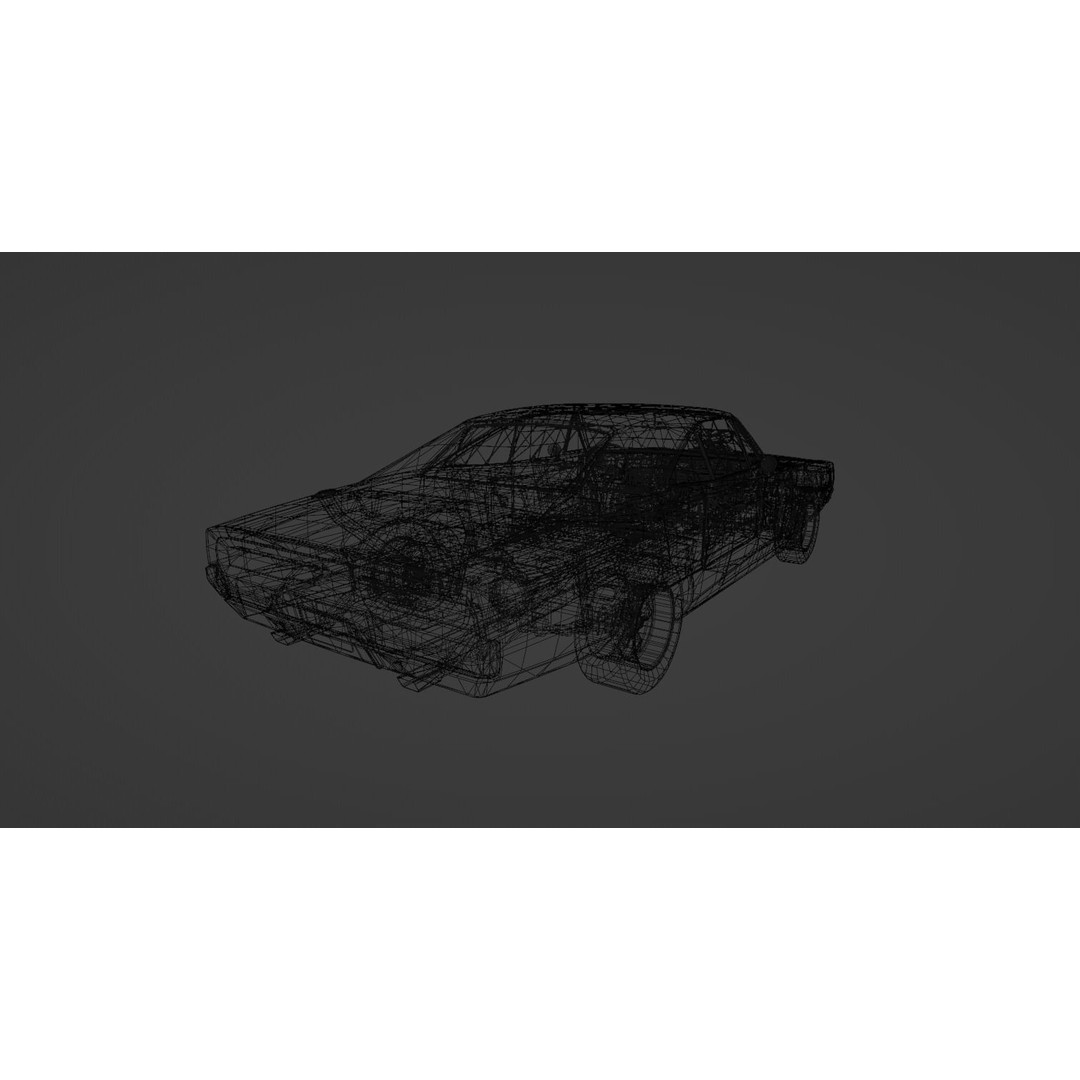 1960s Muscle Car 3D Model – Low Poly Game-Ready Vehicle, FBX, Blender - View 11