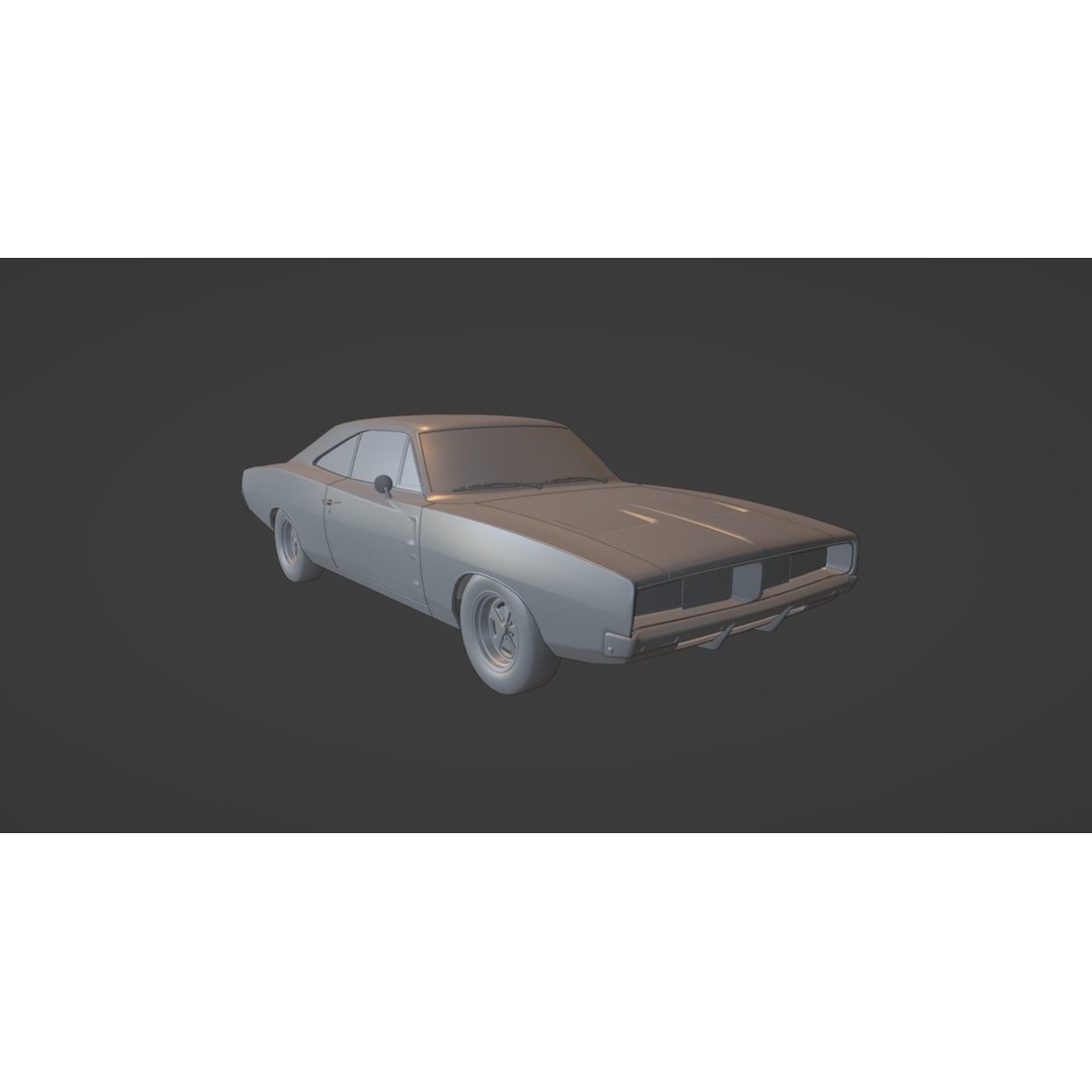 1960s Muscle Car 3D Model – Low Poly Game-Ready Vehicle, FBX, Blender - View 12