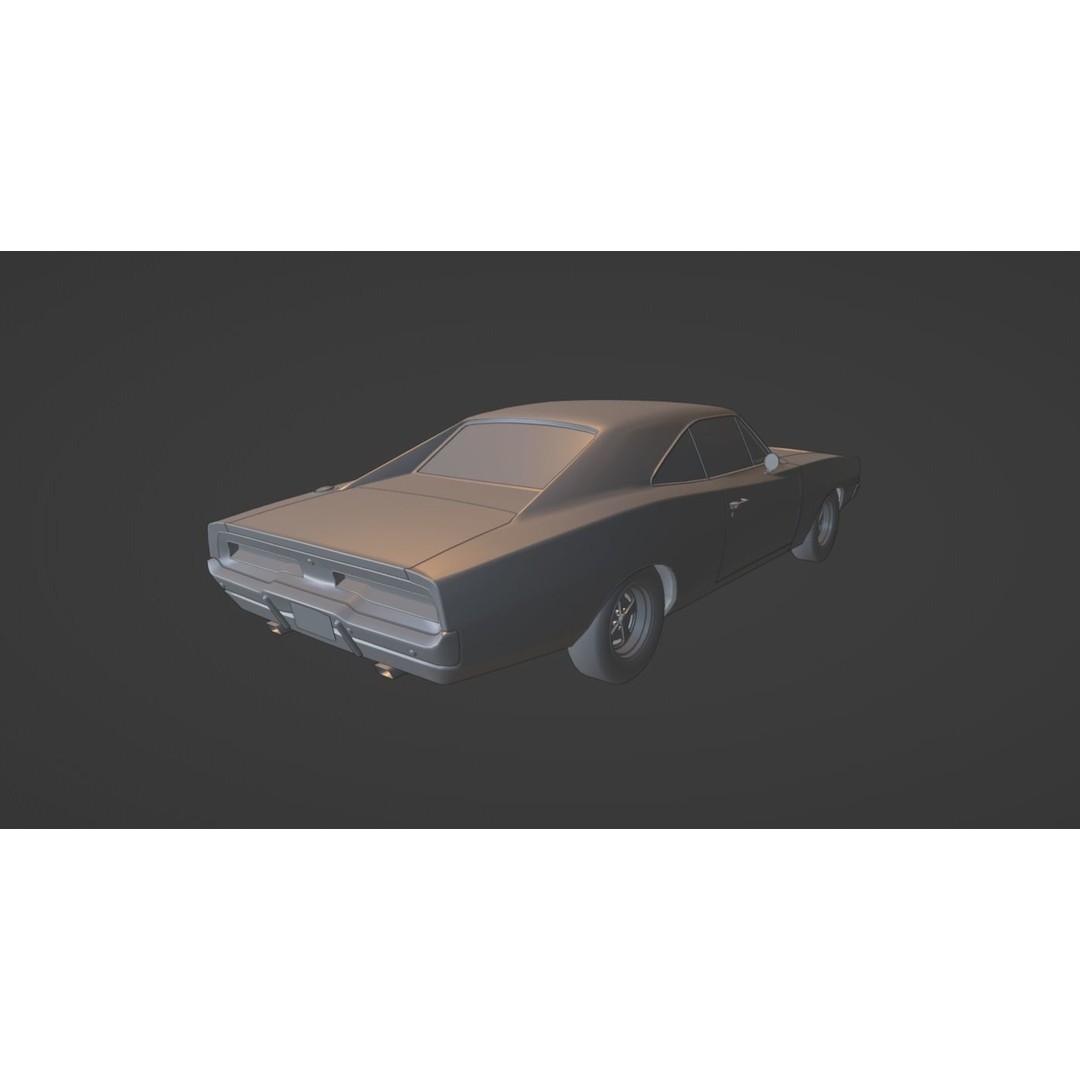 1960s Muscle Car 3D Model – Low Poly Game-Ready Vehicle, FBX, Blender - View 13