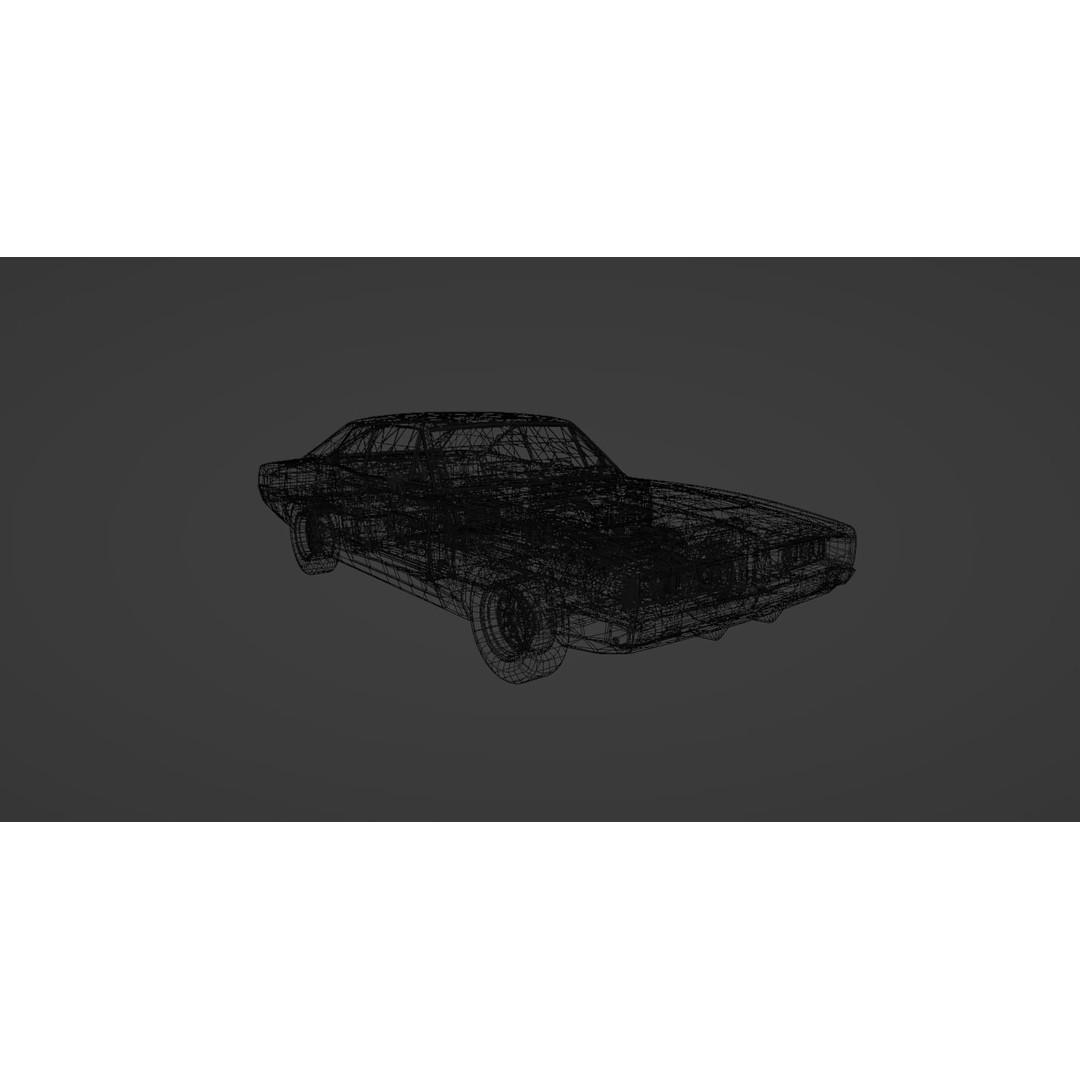 1960s Muscle Car 3D Model – Low Poly Game-Ready Vehicle, FBX, Blender - View 14