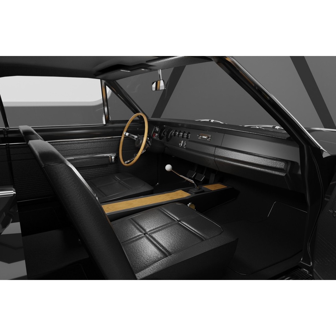 1960s Muscle Car 3D Model – Low Poly Game-Ready Vehicle, FBX, Blender - View 6