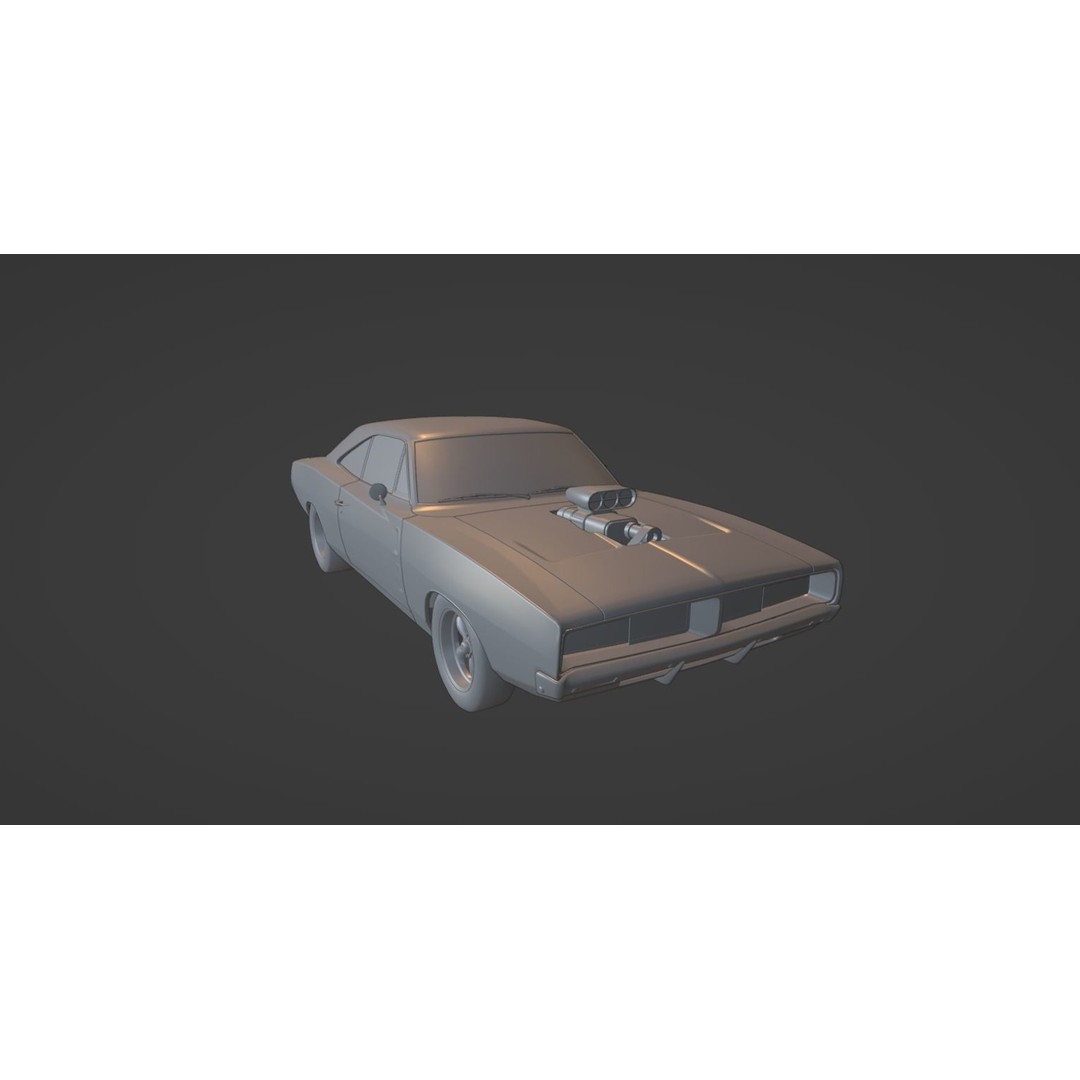 1960s Muscle Car 3D Model – Low Poly Game-Ready Vehicle, FBX, Blender - View 8
