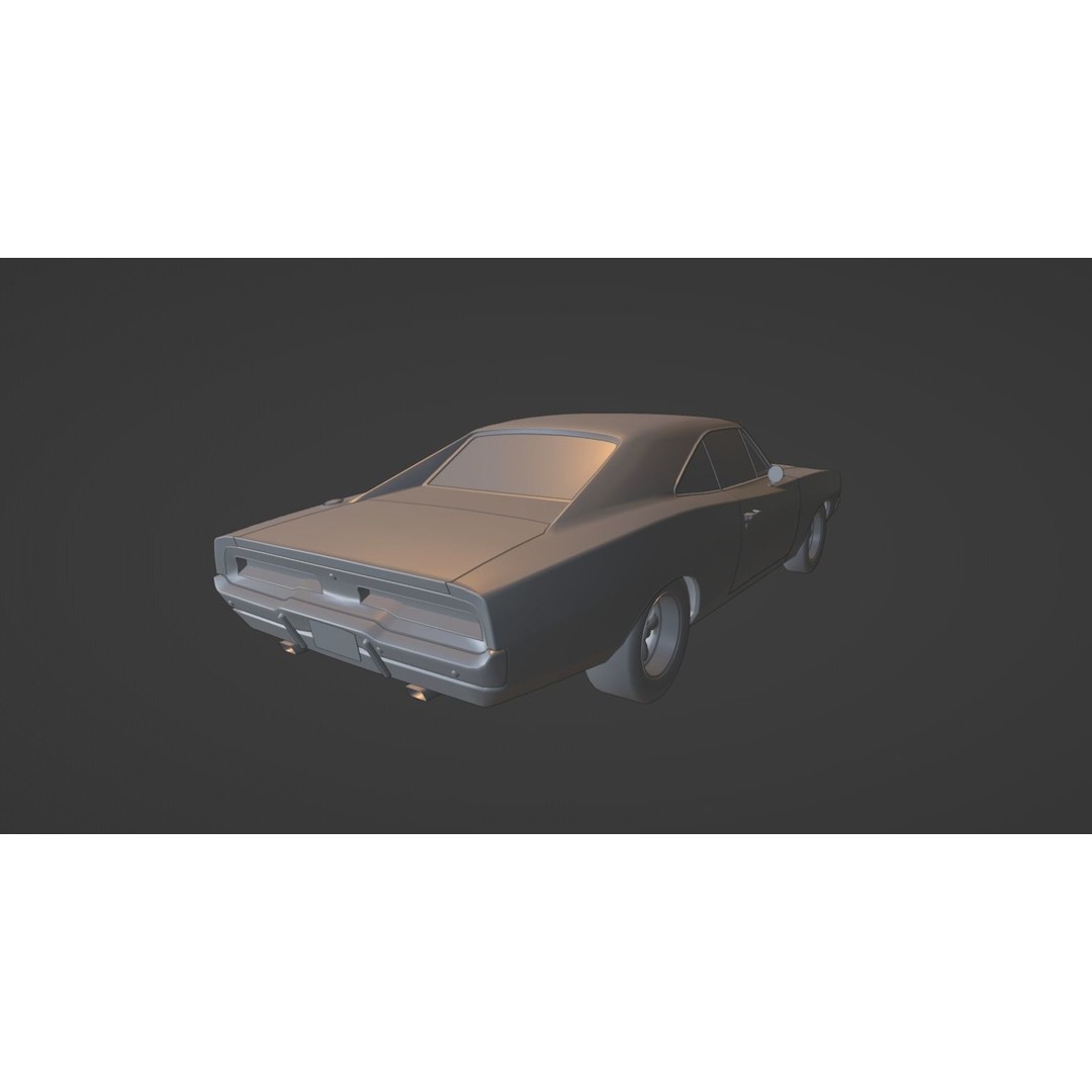 1960s Muscle Car 3D Model – Low Poly Game-Ready Vehicle, FBX, Blender - View 9