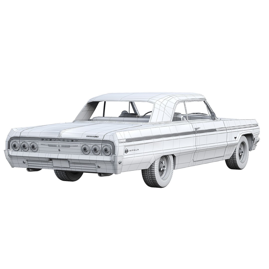 Chevrolet Impala SS 1964 3D Model – Classic Retro Car, FBX, PBR Textures