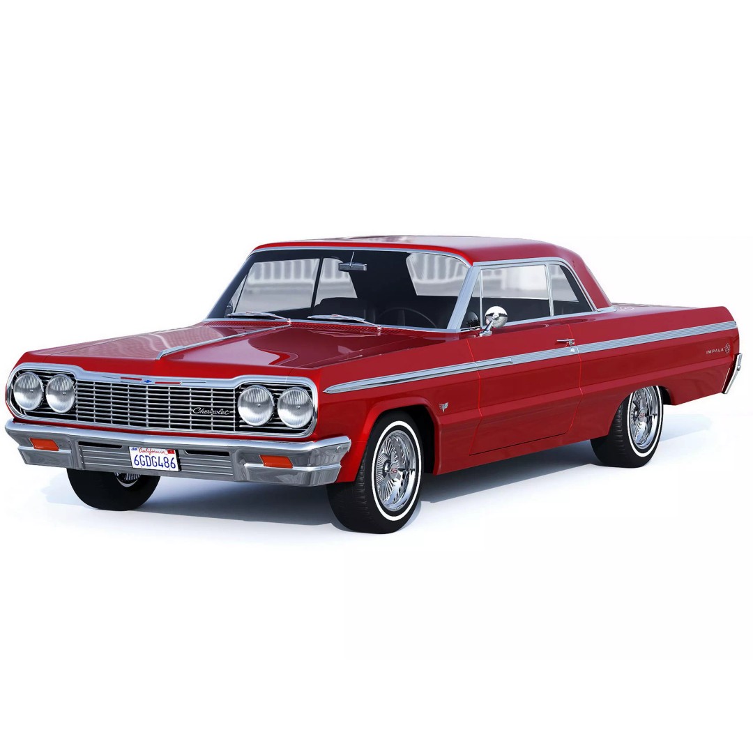 Chevrolet Impala SS 1964 3D Model – Classic Retro Car, FBX, PBR Textures - View 2