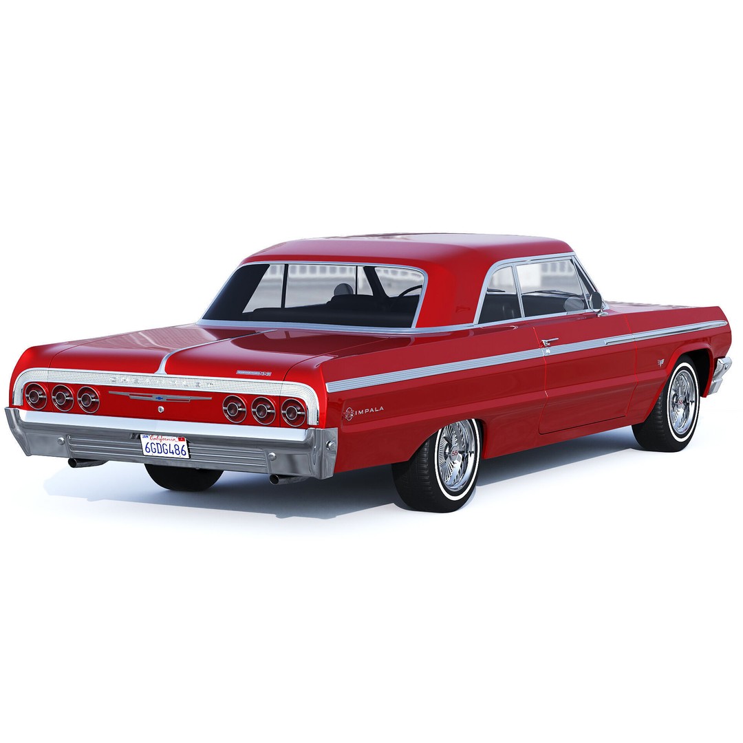 Chevrolet Impala SS 1964 3D Model – Classic Retro Car, FBX, PBR Textures - View 3