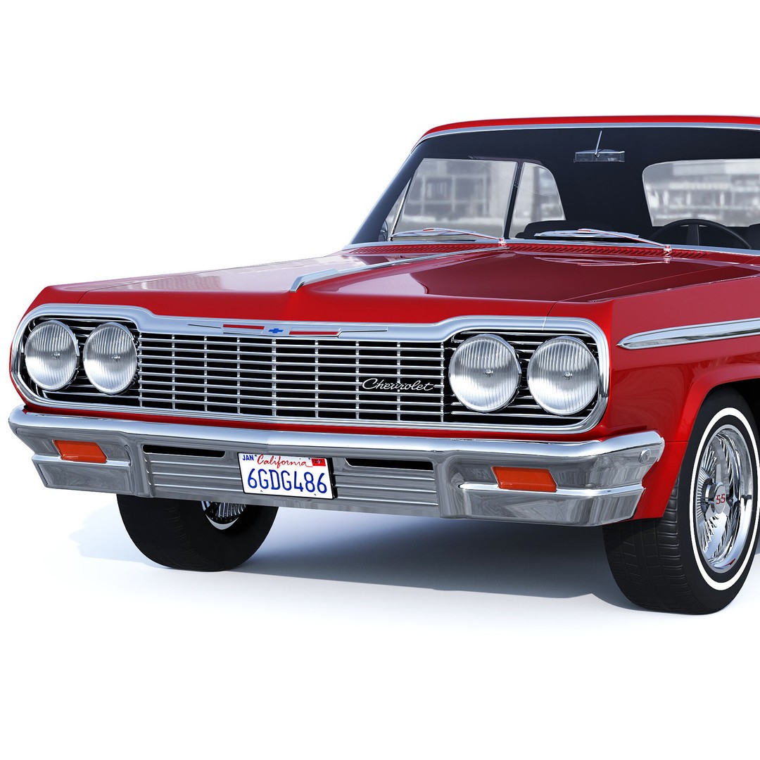 Chevrolet Impala SS 1964 3D Model – Classic Retro Car, FBX, PBR Textures - View 7