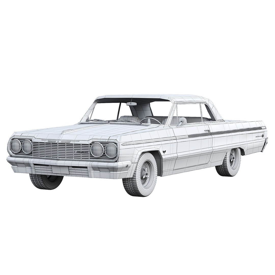 Chevrolet Impala SS 1964 3D Model – Classic Retro Car, FBX, PBR Textures - View 9