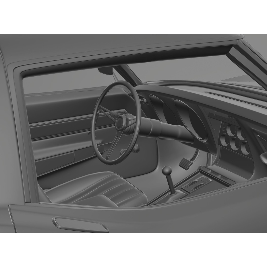 Chevrolet Corvette Stingray C3 1969 3D Model – Classic Car Asset, Blender, FBX, OBJ - View 11