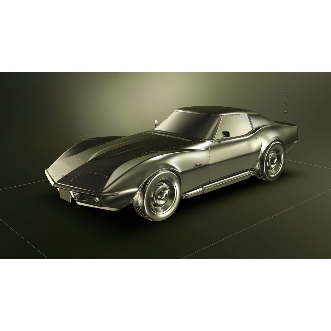 Chevrolet Corvette Stingray C3 1969 3D Model – Classic Car Asset, Blender, FBX, OBJ - View 30