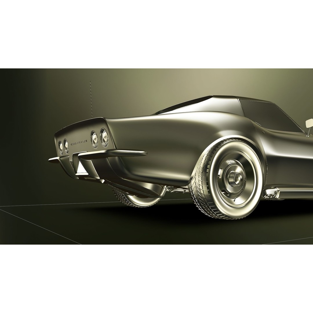 Chevrolet Corvette Stingray C3 1969 3D Model – Classic Car Asset, Blender, FBX, OBJ - View 38