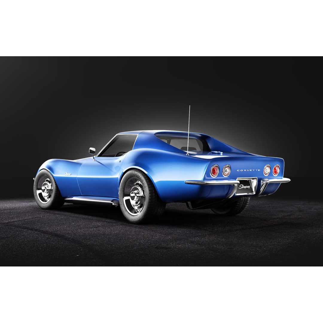 Chevrolet Corvette Stingray C3 1969 3D Model – Classic Car Asset, Blender, FBX, OBJ - View 4
