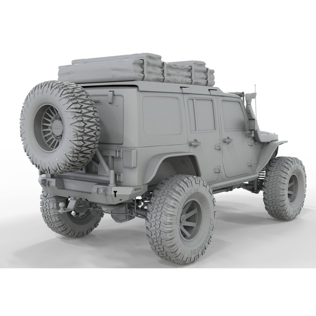 Jeep Rubicon 2018 3D Model – Off-Road SUV, PBR Textures, FBX, OBJ