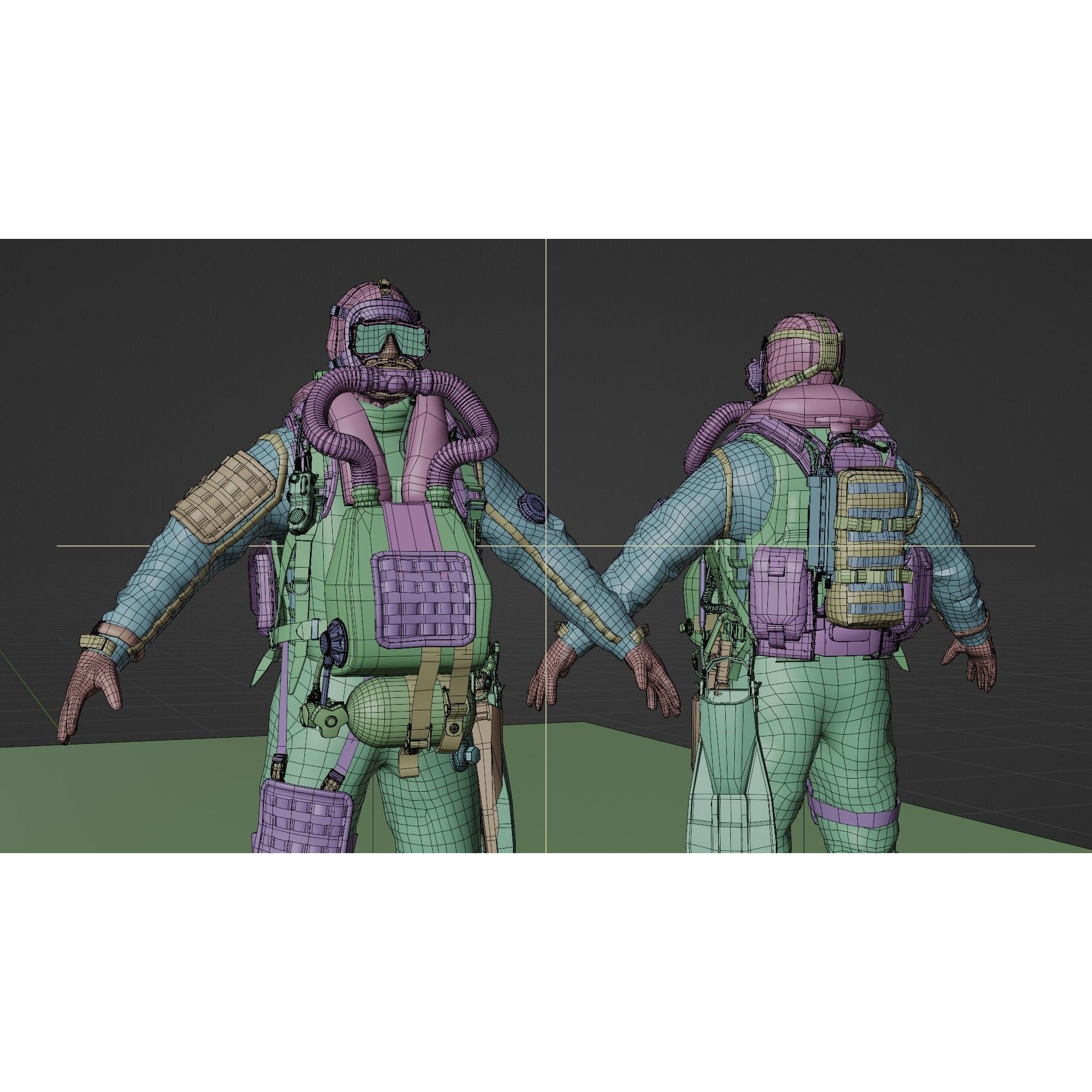 Soldier Diver Drysuit - Low-Poly Game-Ready 3D Model - View 16