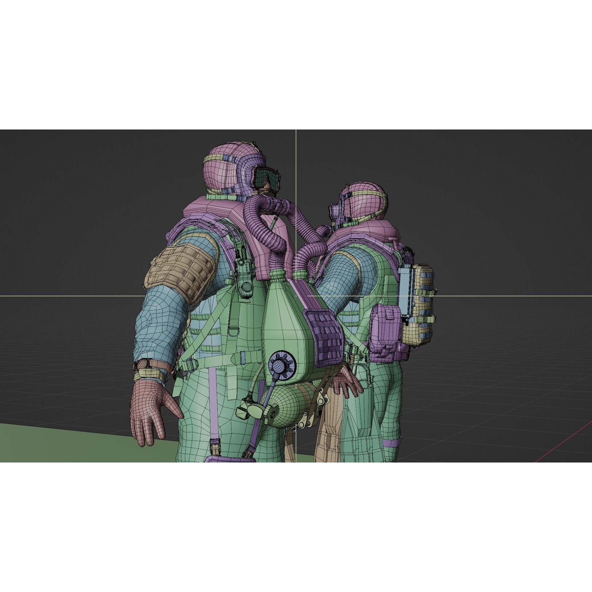 Soldier Diver Drysuit - Low-Poly Game-Ready 3D Model - View 17