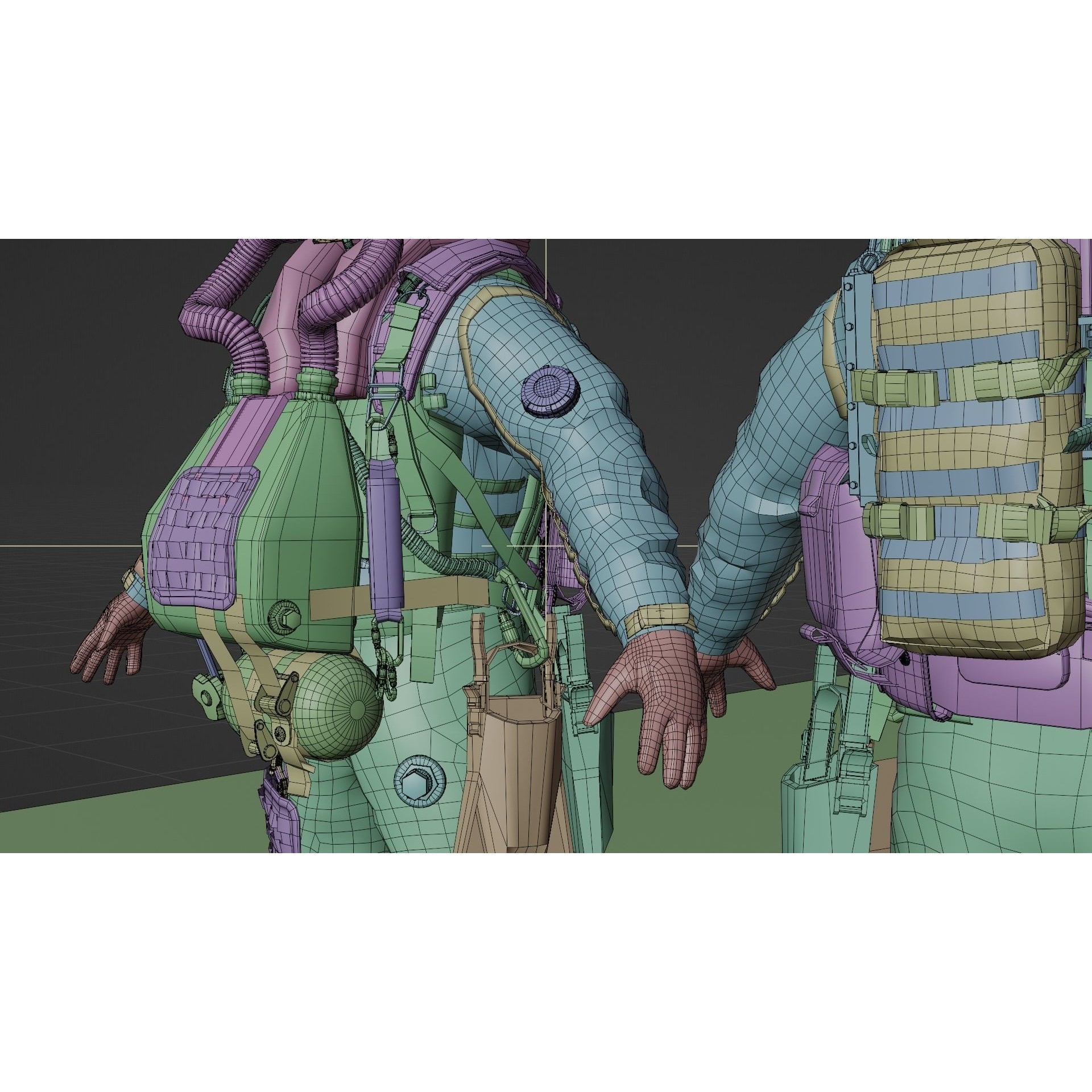 Soldier Diver Drysuit - Low-Poly Game-Ready 3D Model - View 18