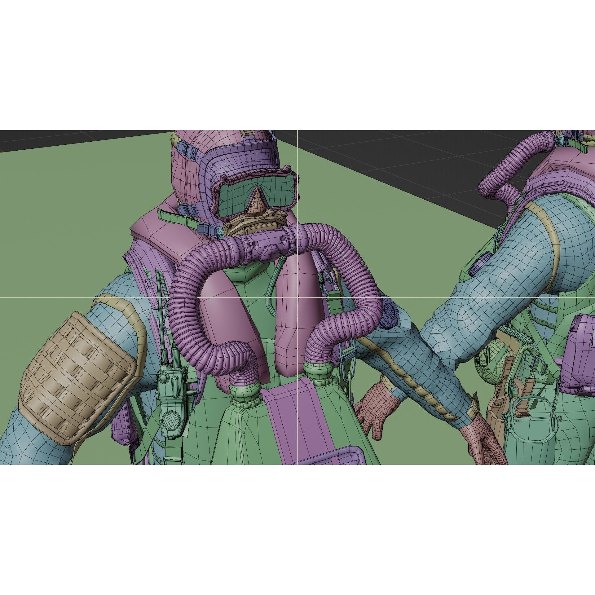 Soldier Diver Drysuit - Low-Poly Game-Ready 3D Model - View 20