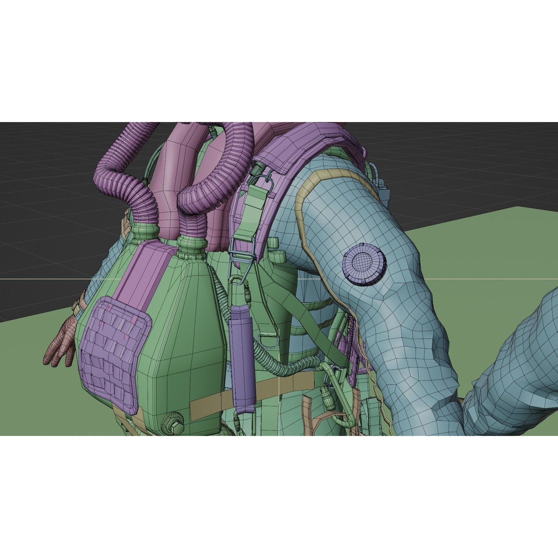 Soldier Diver Drysuit - Low-Poly Game-Ready 3D Model - View 25