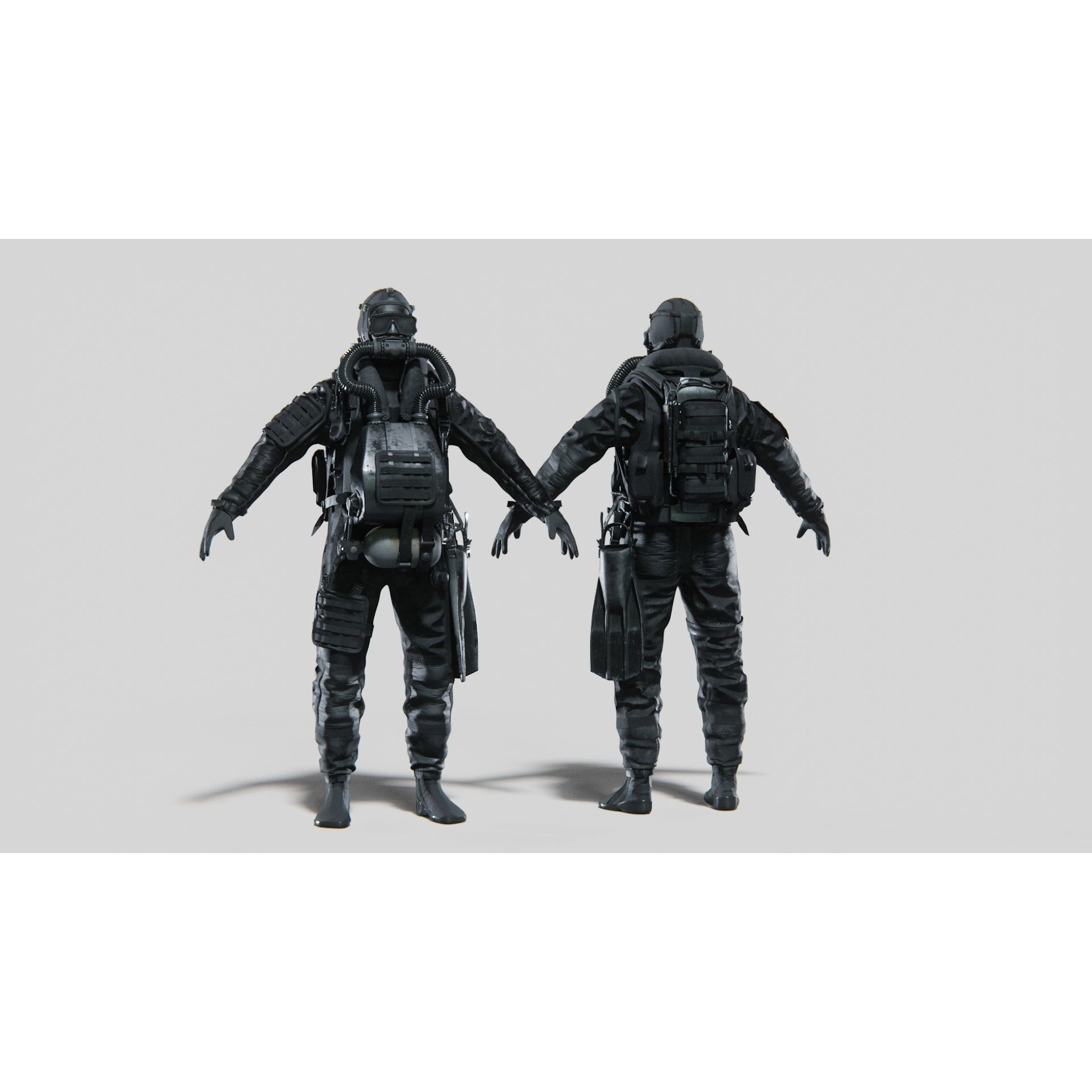 Soldier Diver Drysuit - Low-Poly Game-Ready 3D Model - View 3