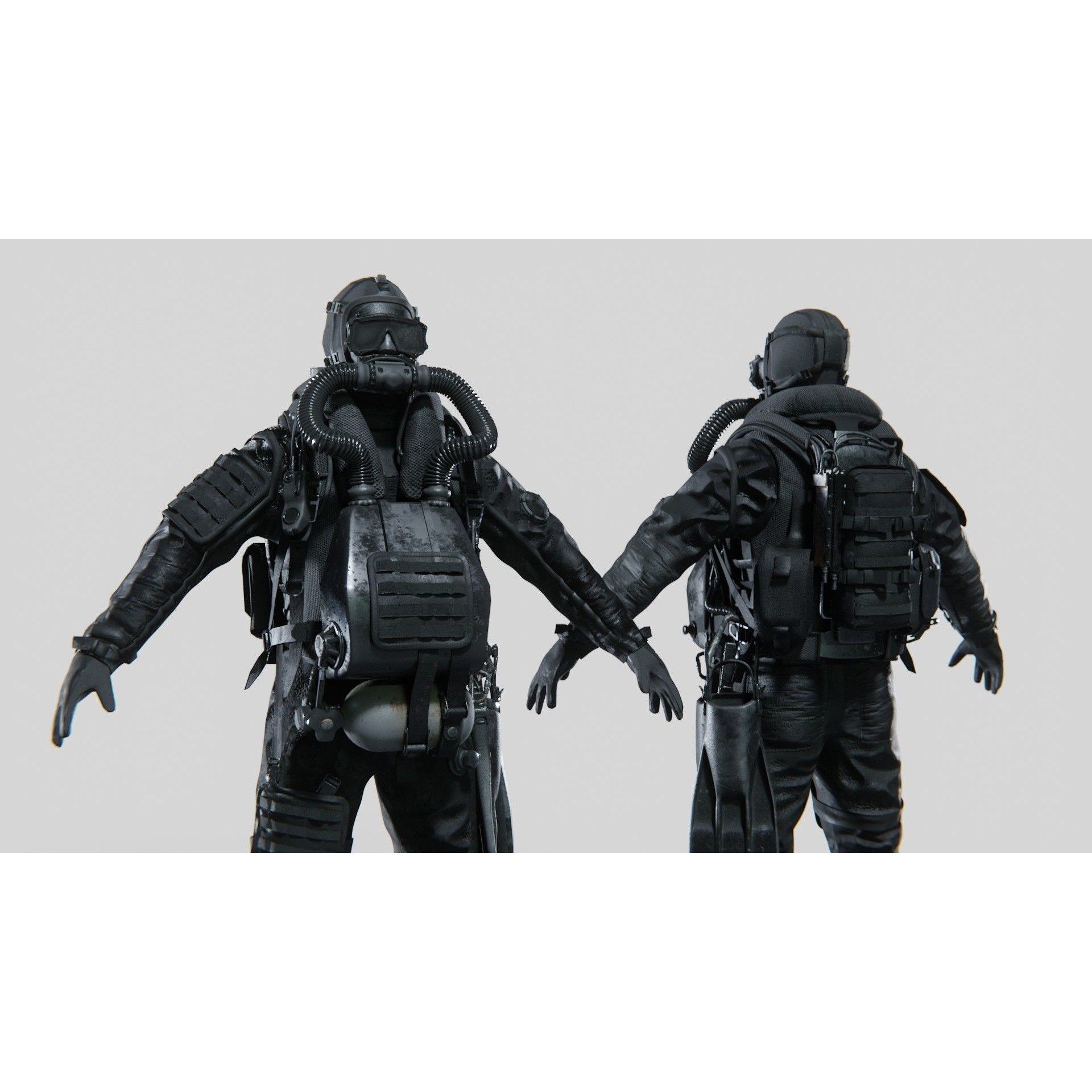 Soldier Diver Drysuit - Low-Poly Game-Ready 3D Model - View 4
