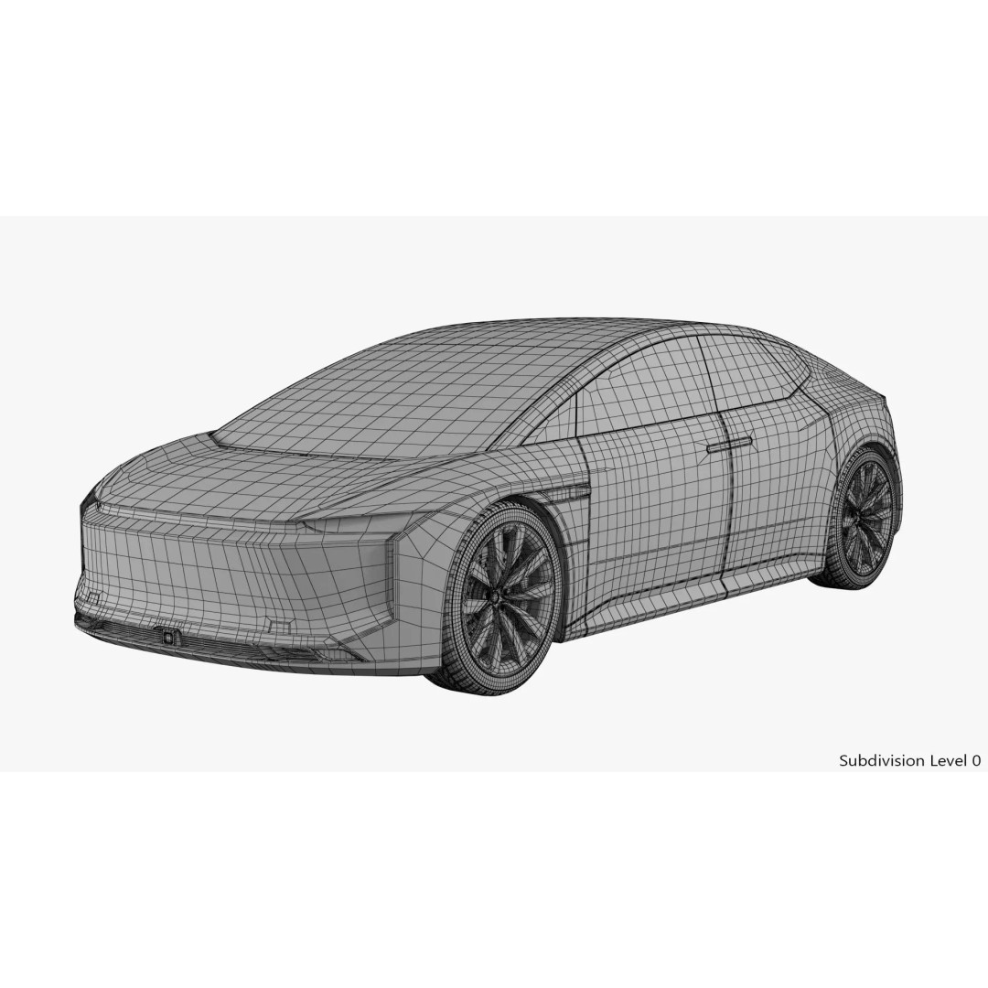 Futuristic Car Concept 3D Model – Detailed Subdivision Ready, Blender & FBX - View 27