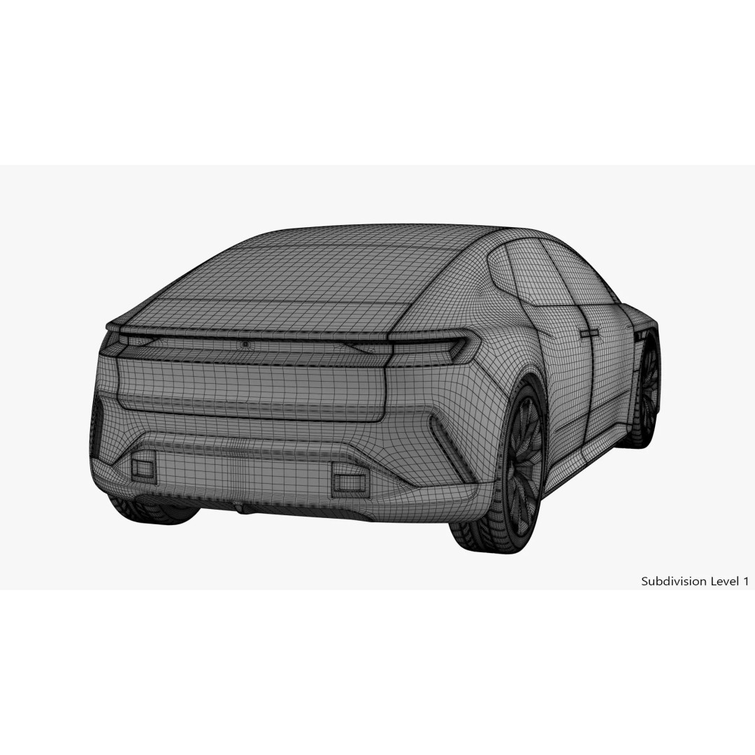 Futuristic Car Concept 3D Model – Detailed Subdivision Ready, Blender & FBX - View 30