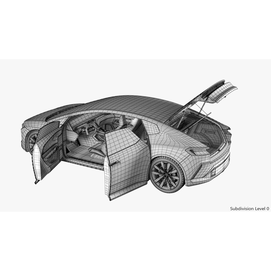 Futuristic Car Concept 3D Model – Detailed Subdivision Ready, Blender & FBX - View 33