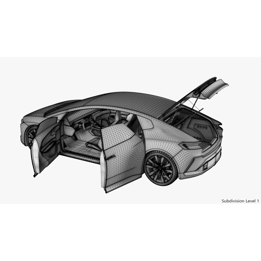 Futuristic Car Concept 3D Model – Detailed Subdivision Ready, Blender & FBX - View 34